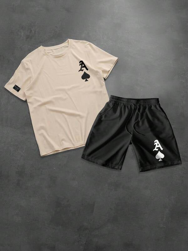 Kit Conjunto Camiseta Carta As + Short Moletom