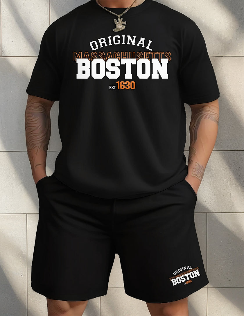 Kit Camiseta + Short Moletom Conjunto Boston 30.1