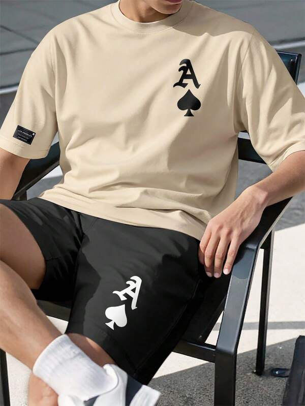 Kit Conjunto Camiseta Carta As + Short Moletom