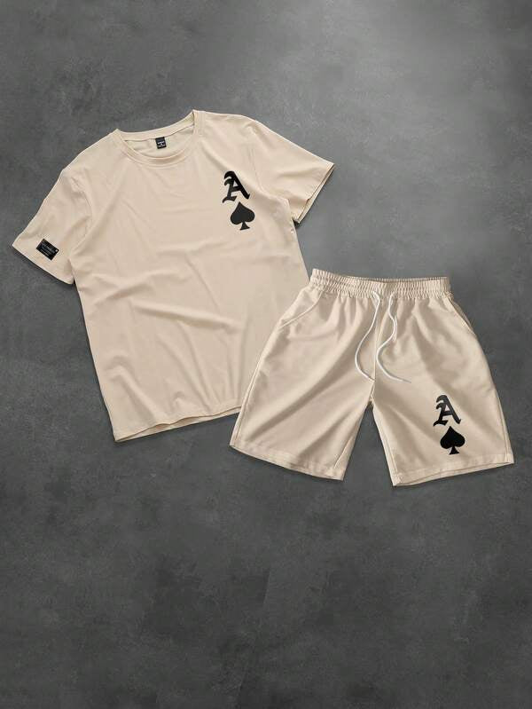 Kit Conjunto Camiseta Carta As + Short Moletom