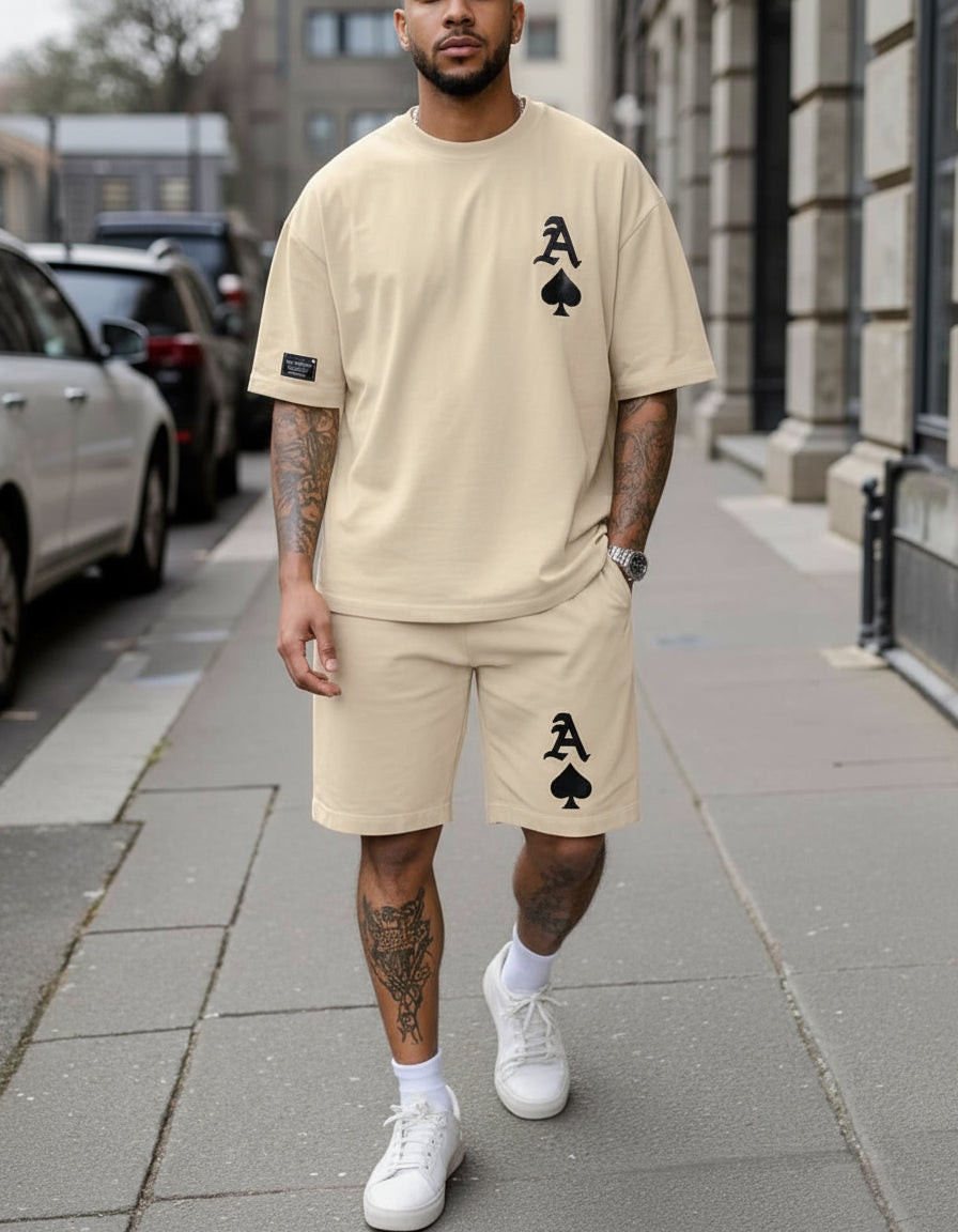 Kit Conjunto Camiseta Carta As + Short Moletom