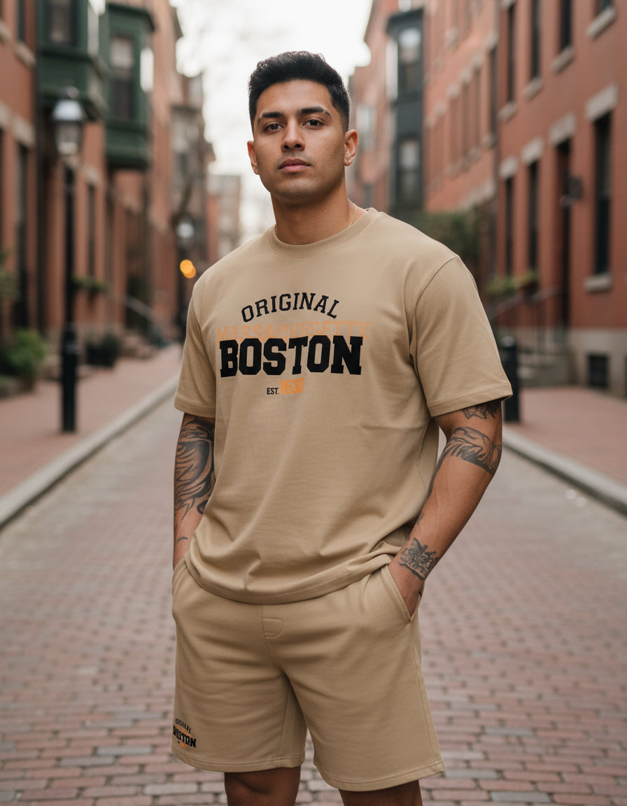 Kit Camiseta + Short Moletom Conjunto Boston 30.1