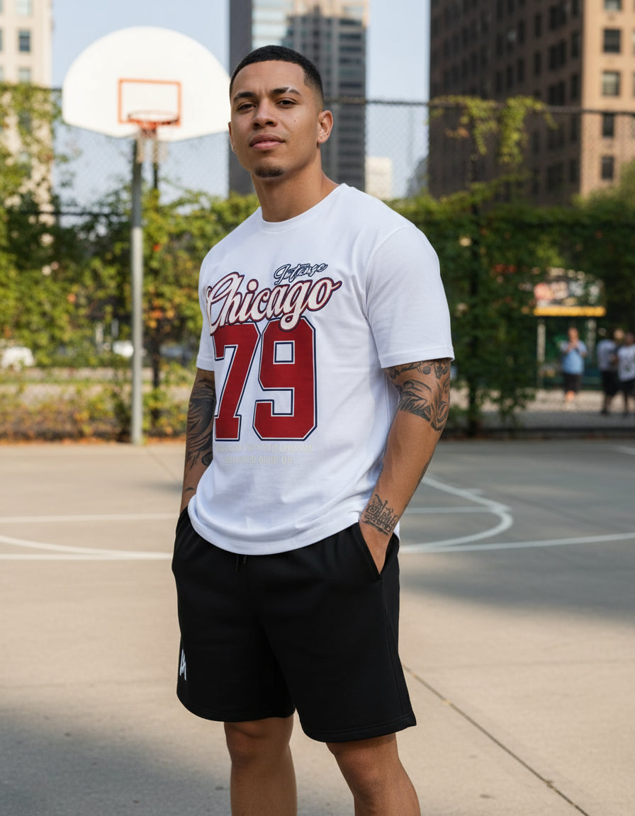 Kit Camiseta T-shirt + Bermuda  Moletom Chicago 79