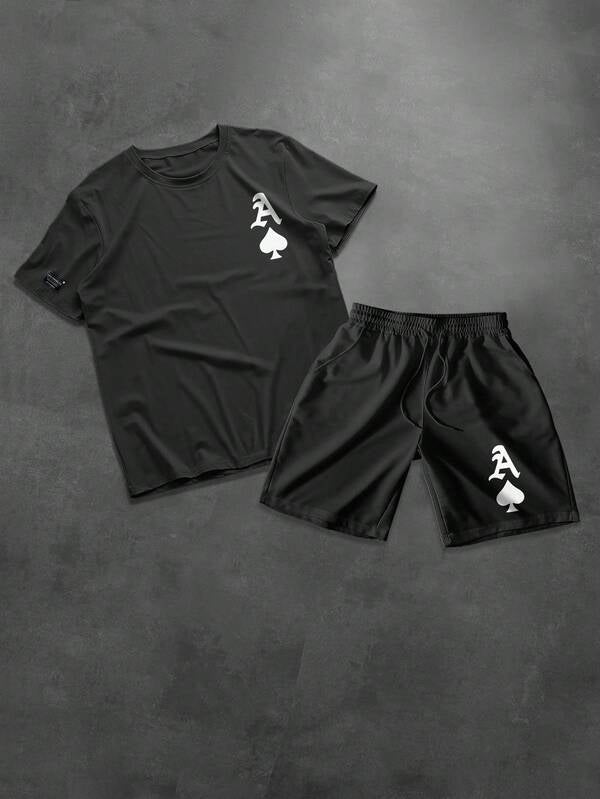 Kit Conjunto Camiseta Carta As + Short Moletom