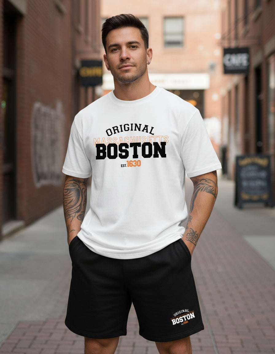 Kit Camiseta + Short Moletom Conjunto Boston 30.1